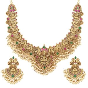 Shining Diva Fashion Latest Fancy Pearl Choker Set for Women | 22k Gold Plated |