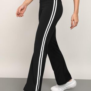 Rock Paper Scissors Flare Gym Pants High Waist with Side Stripes