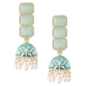 Zaveri Pearls Mint Green Ethnic Jhumke For Women