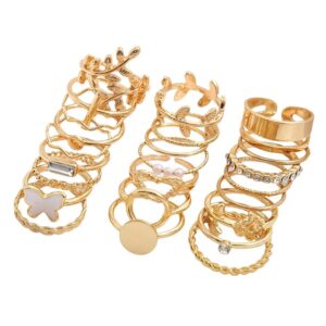 Shining Diva Fashion Set of 24 Latest Stylish Gold Plated Rings